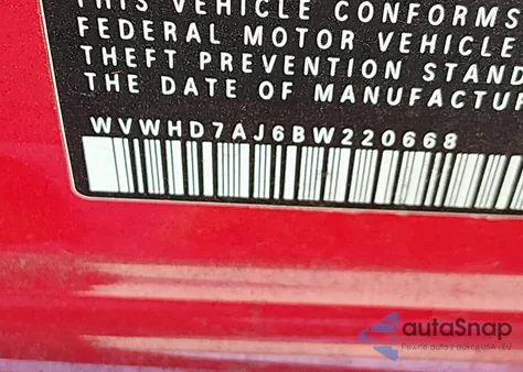 2011 Volkswagen Gti 4-Door из США, поврежденный, VIN WVWHD7AJ6BW220668